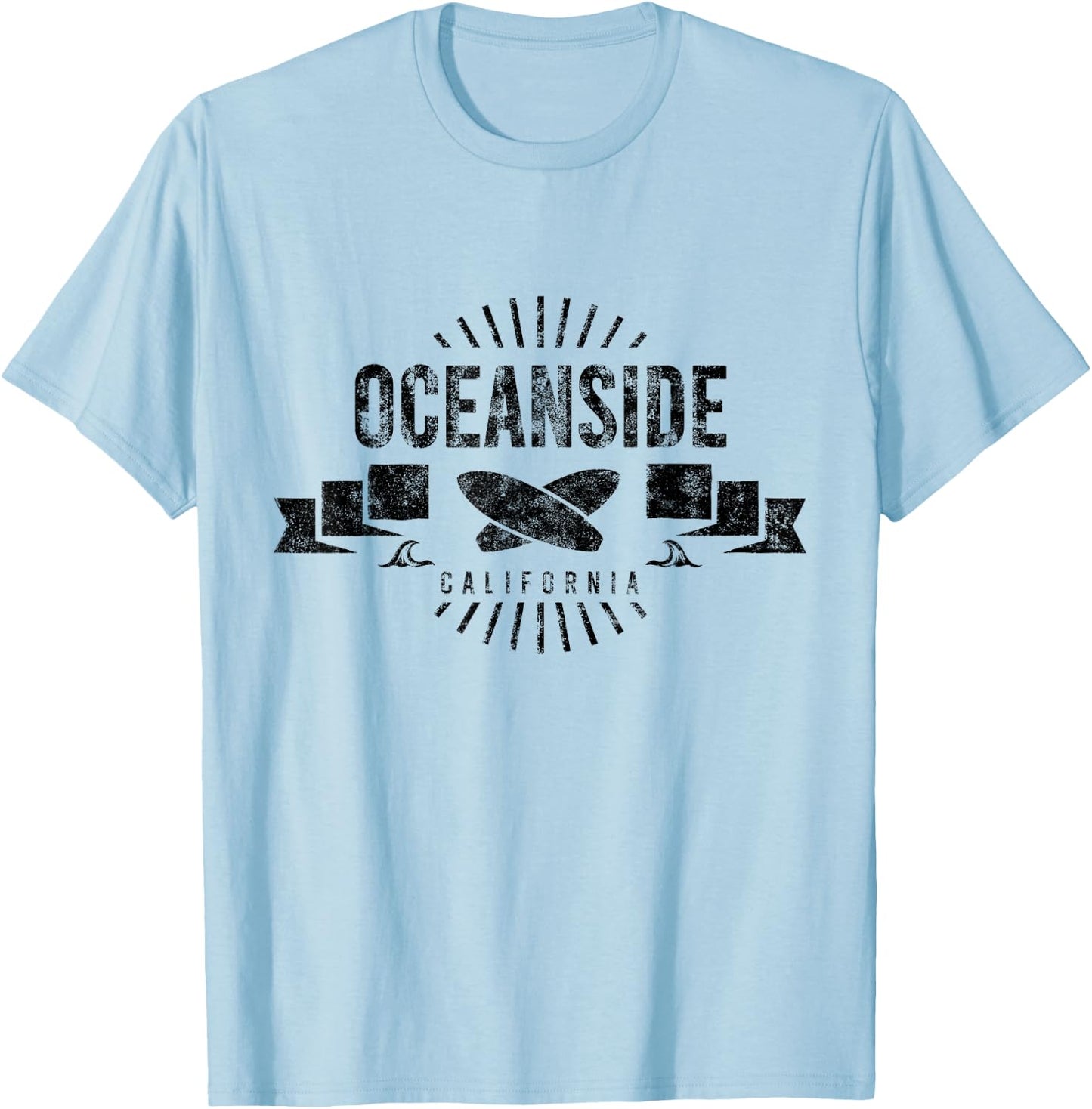 Oceanside CA Surf Cali Vintage Surfing Beach Retro Surfboard Women Kids T-Shirt - T-Shirt | Light Blue