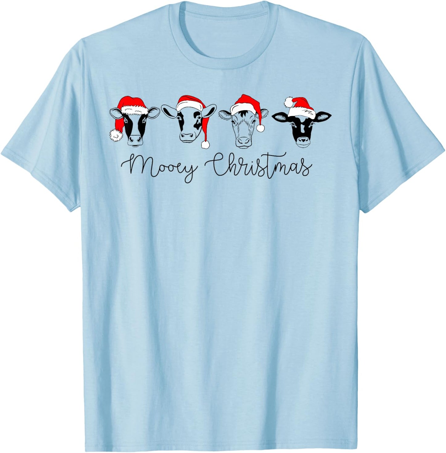 Funny Christmas Cows Mooey Christmas Cute Xmas Cow T-Shirt - T-Shirt | Light Blue