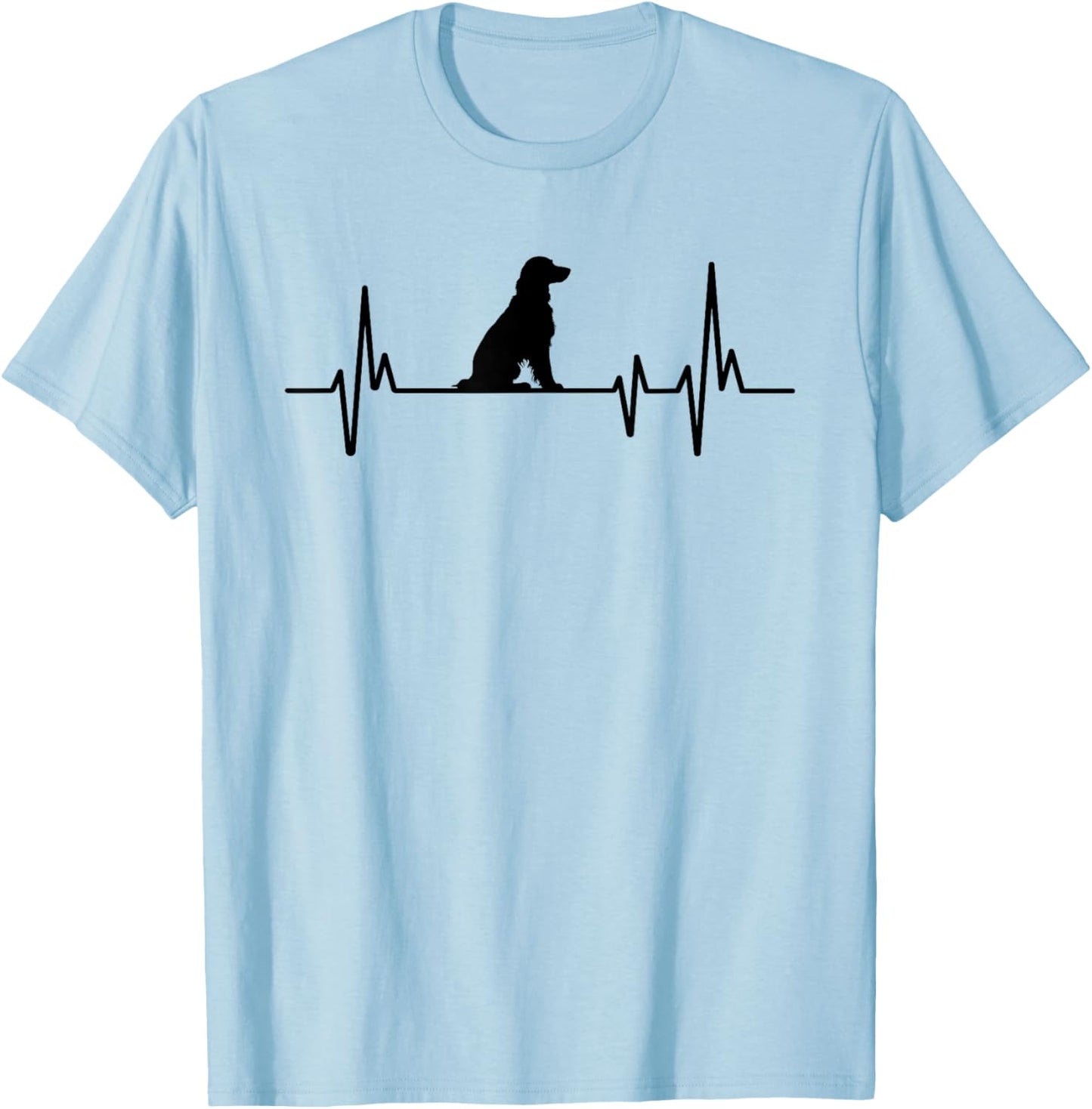 Heartbeat Heartbeat Design Flat Coated Retriever Dog , gray T-Shirt - T-Shirt | Light Blue