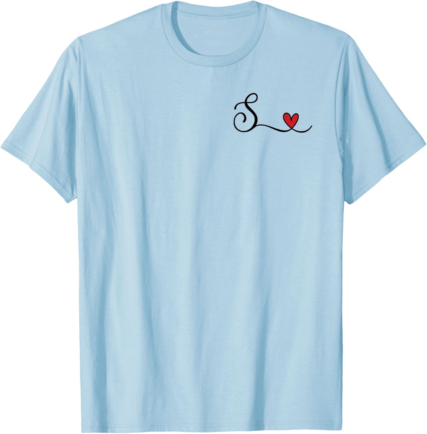 S Initial Heart Monogram Gift T-Shirt - T-Shirt | Light Blue