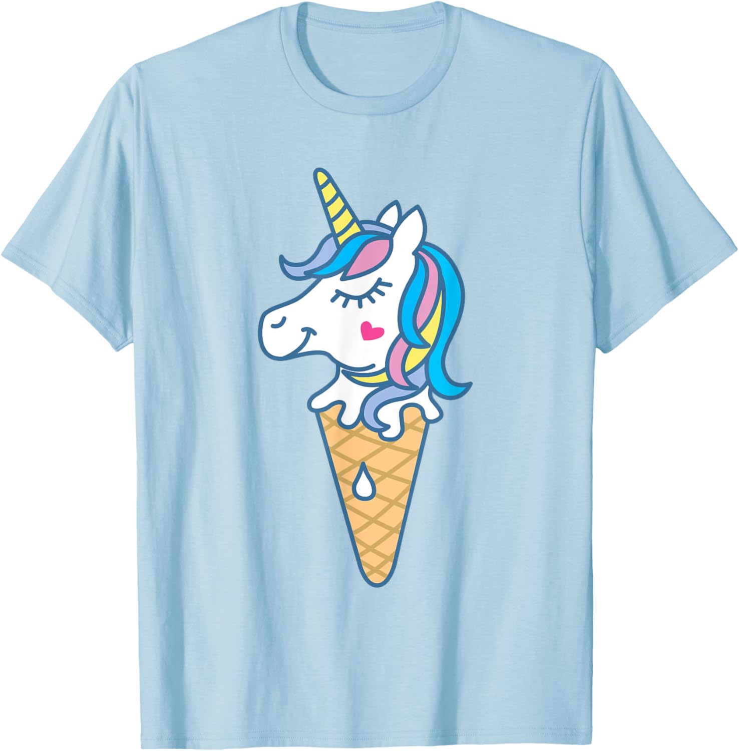 Ice Cream Unicone Art Unicorn Cute Graphic Men Women Kids T-Shirt - T-Shirt | Light Blue