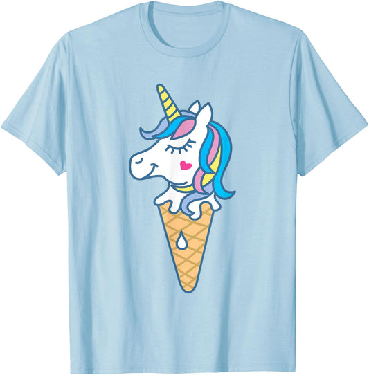 Ice Cream Unicone Art Unicorn Cute Graphic Men Women Kids T-Shirt - T-Shirt | Light Blue