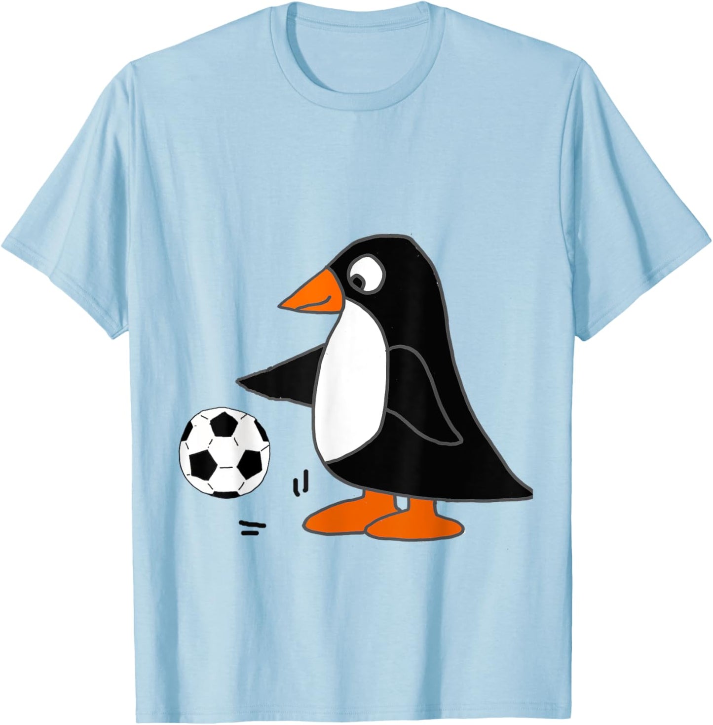 Smilealottees Funny Penguin Playing Soccer T-Shirt - T-Shirt | Light Blue