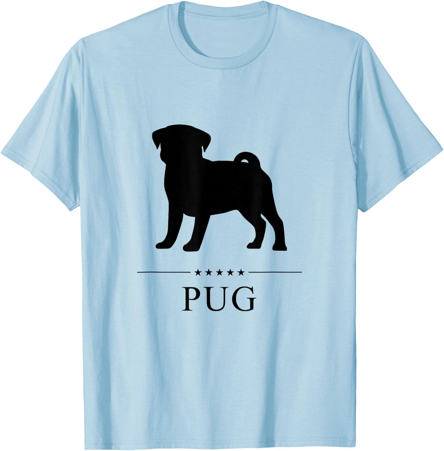Pug Black Silhouette T-Shirt - T-Shirt | Light Blue
