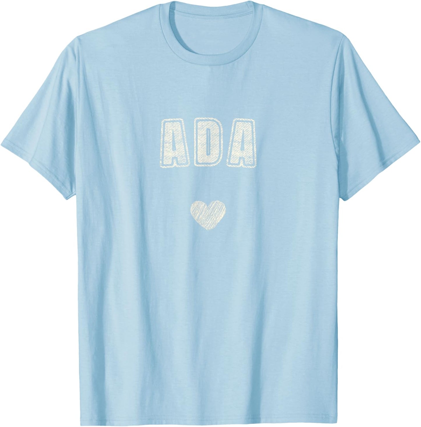 Ada Name Cute Heart Retro Love Ada T-Shirt - T-Shirt | Light Blue