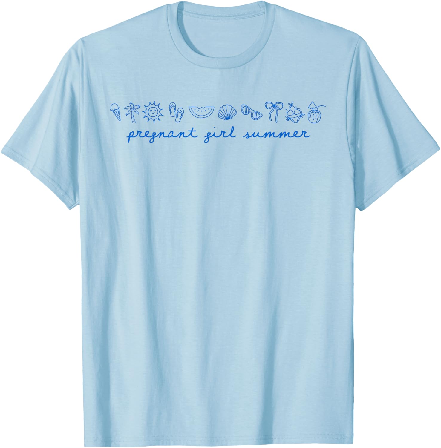 Pregnant Girl Summer Funny Baby Announcement Mom T-Shirt - T-Shirt | Light Blue