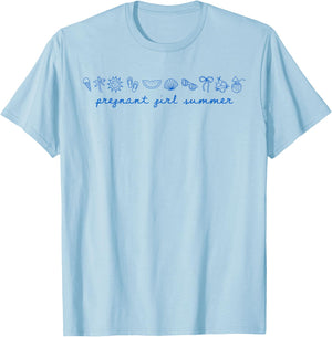 Pregnant Girl Summer Funny Baby Announcement Mom T-Shirt - T-Shirt | Light Blue