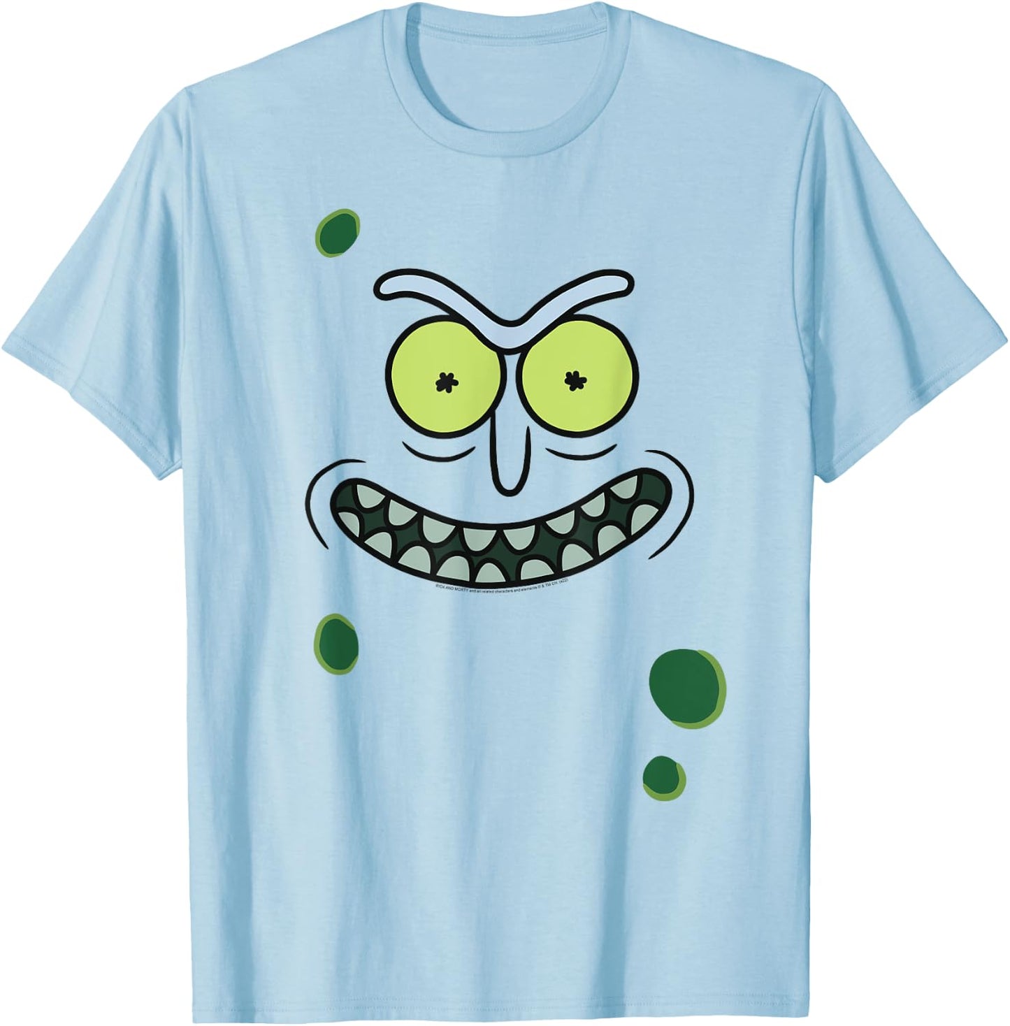 Adult Swim Rick & Morty Pickle Rick Face , Green T-Shirt - T-Shirt | Light Blue