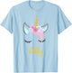Lilly White Unicorn Name T-Shirt - T-Shirt | Light Blue