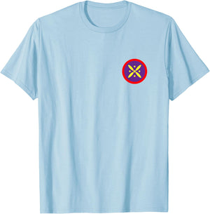 Derafsh Kaviani Lotus Flower Iranian History Flag Badge , gray T-Shirt - T-Shirt | Light Blue