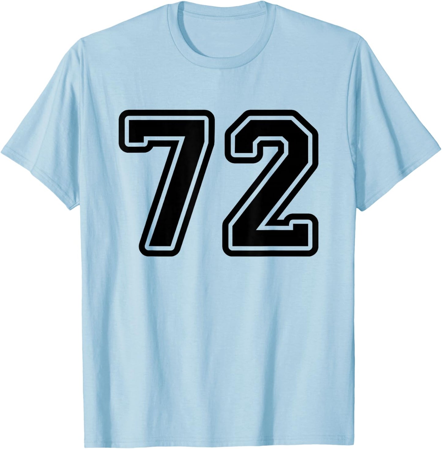 Black Sports Team Number #72 T-Shirt - T-Shirt | Light Blue