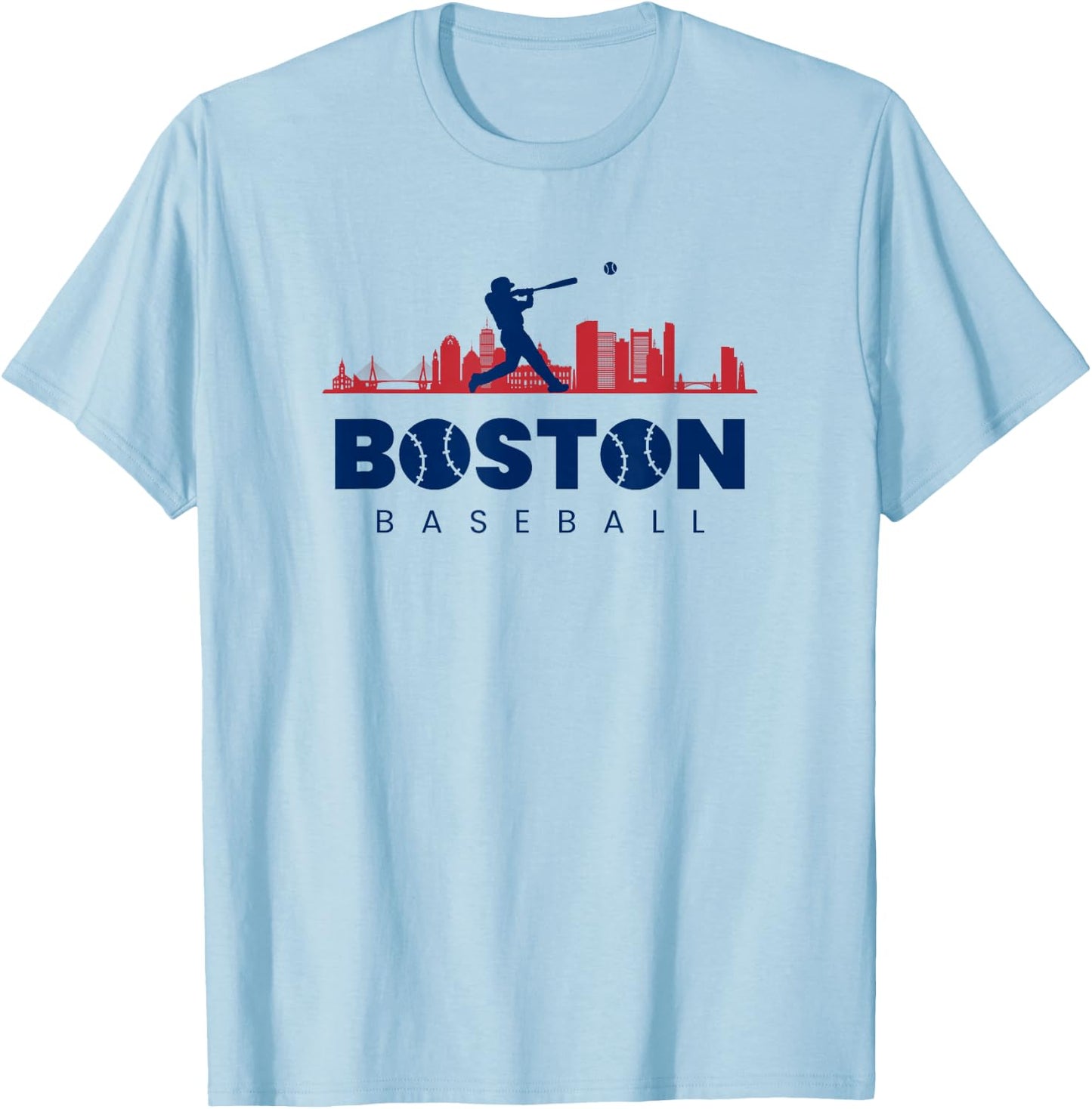 Boston Baseball Vintage Minimalist Retro Baseball Lover T-Shirt - T-Shirt | Light Blue