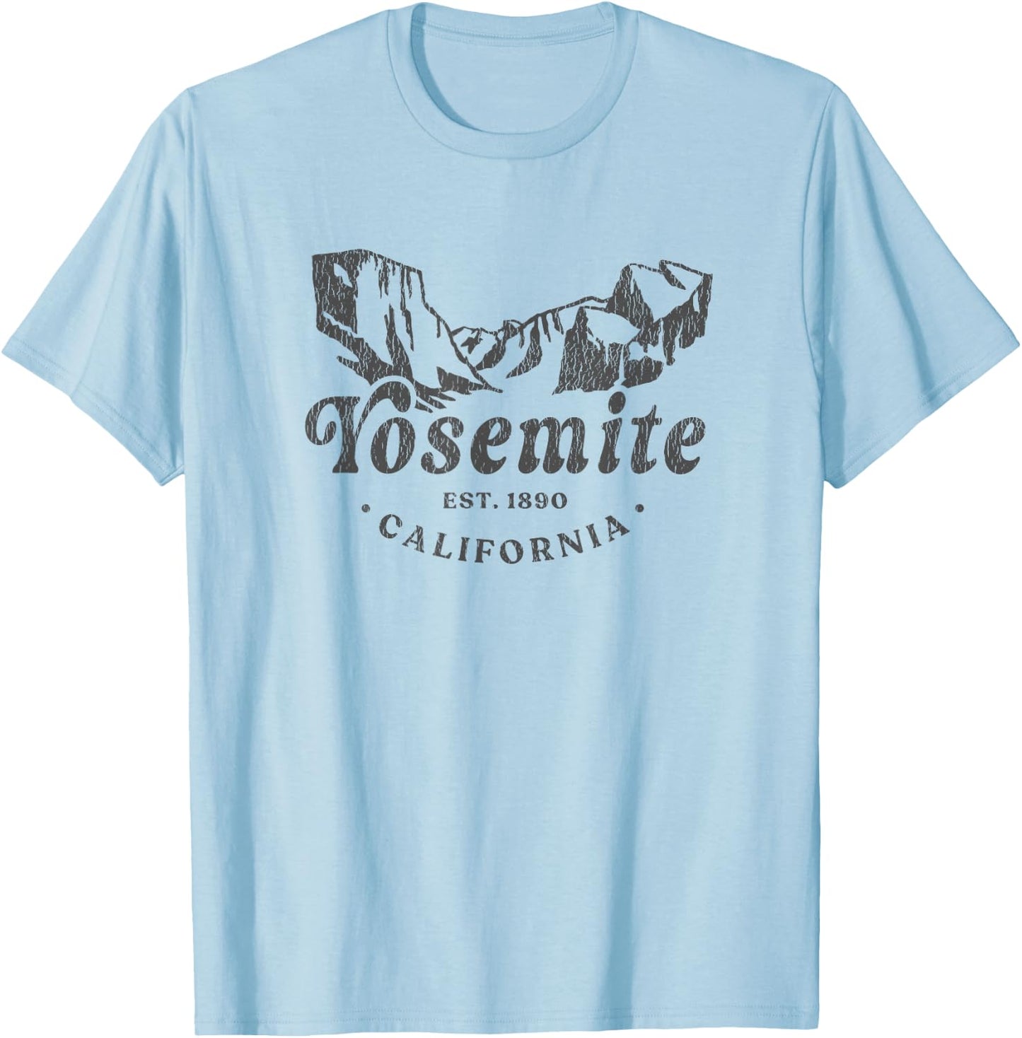 Retro Yosemite California National Park Mountains T-Shirt - T-Shirt | Light Blue