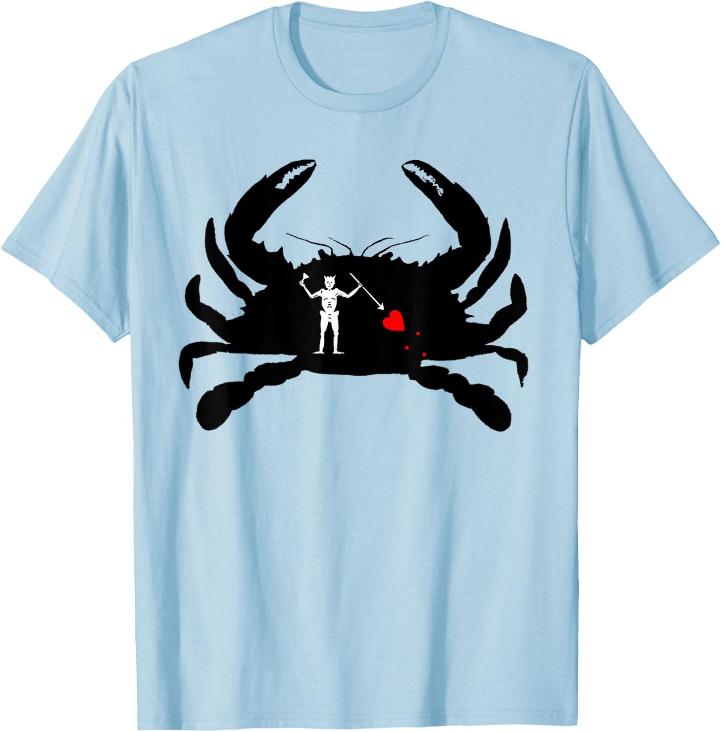 Blackbeard The Pirate Jolly Roger Crab Silhouette T-Shirt - T-Shirt | Light Blue