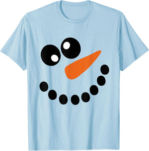 Winter Snowman Face Christmas Xmas For Kids T-Shirt - T-Shirt | Light Blue