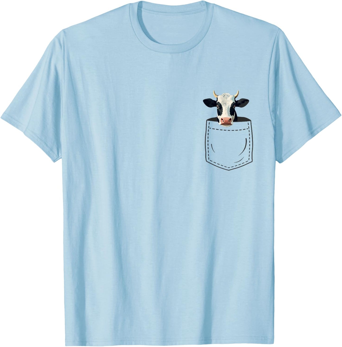 Cow in Pocket T-Shirt - T-Shirt | Light Blue