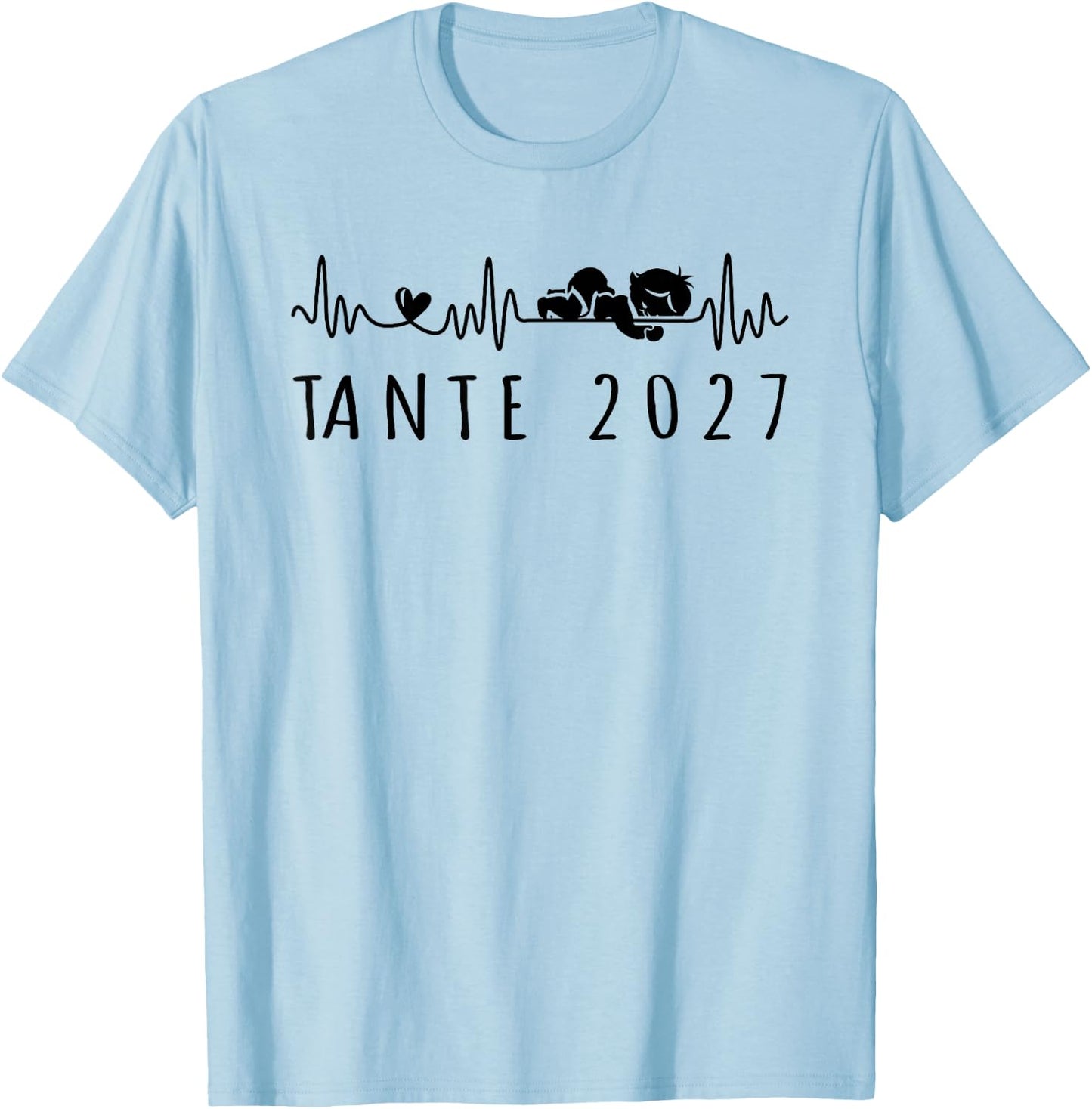 Tante 2027 Herzschlag Schwangerschaft Verkünden T-Shirt - T-Shirt | Light Blue