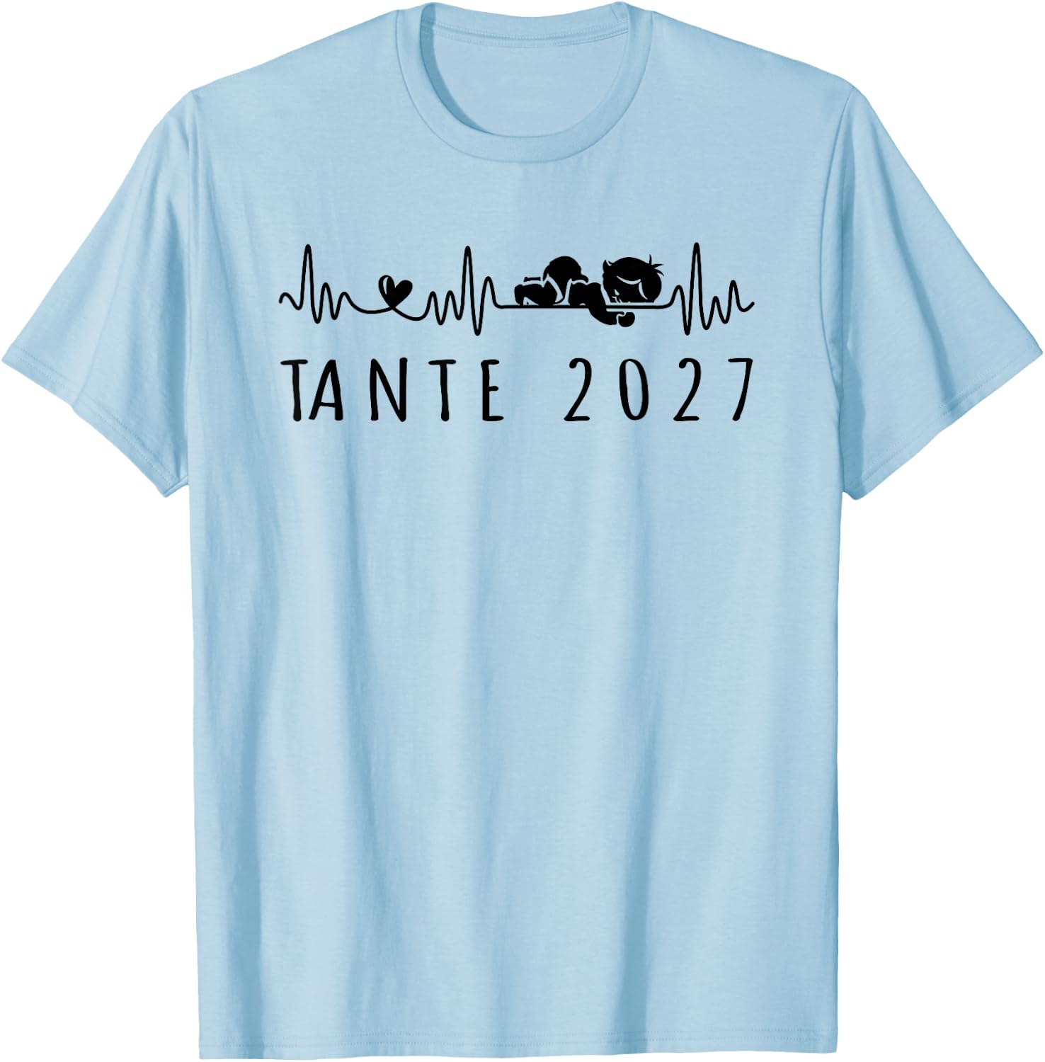 Tante 2027 Herzschlag Schwangerschaft Verkünden T-Shirt - T-Shirt | Light Blue