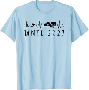 Tante 2027 Herzschlag Schwangerschaft Verkünden T-Shirt - T-Shirt | Light Blue