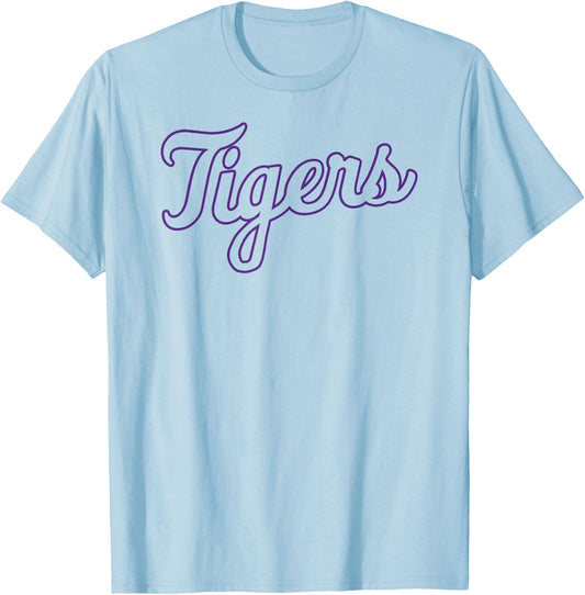 Clemson Tigers Cursive Mascot Orange Officially Licensed T-Shirt - T-Shirt | Light Blue