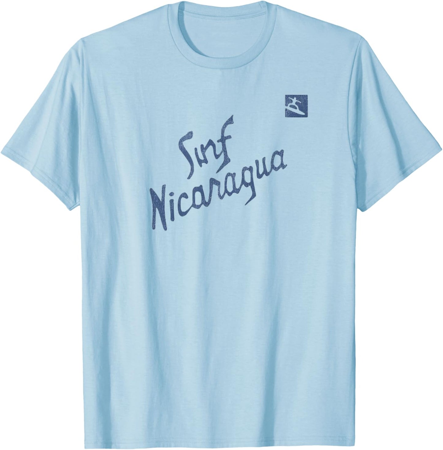 Surf Nicaragua Funny 1980s Retro Vintage Graphic T-Shirt - T-Shirt | Light Blue