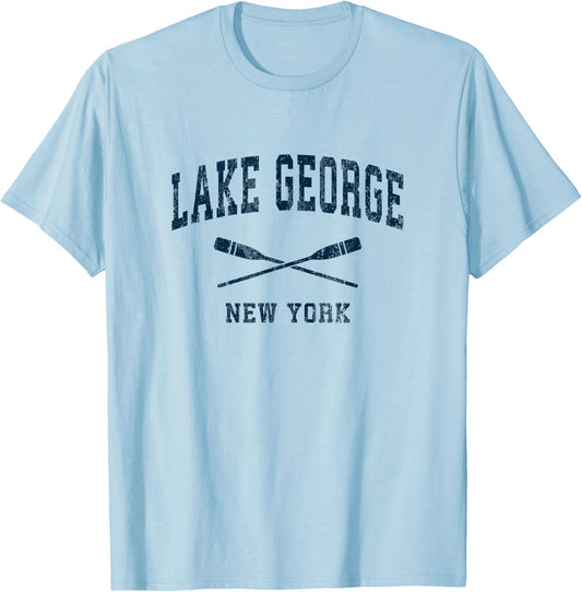 Lake George New York Vintage Nautical Paddles Sports Oars T-Shirt - T-Shirt | Light Blue