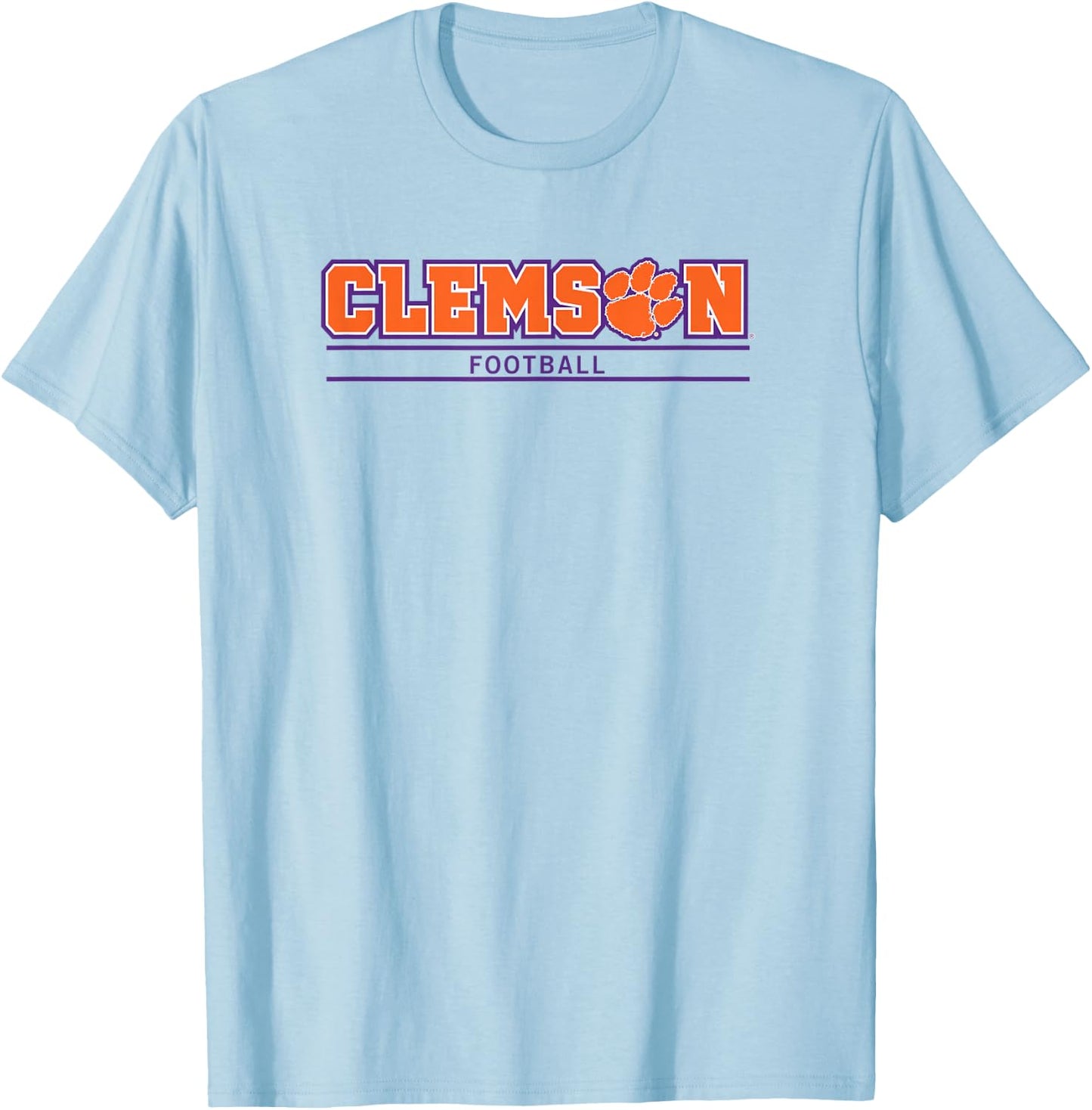 Clemson Tigers Football Athletics Gray Officially Licensed T-Shirt - T-Shirt | Light Blue