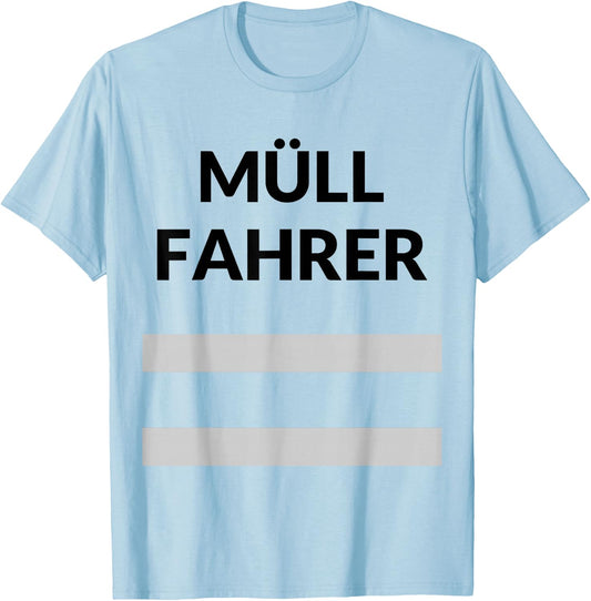 Müllfahrer Müllmann Costume Rubbish Collection Children's Men's Fancy Dress , orange T-Shirt - T-Shirt | Light Blue