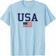 USA, American Flag 4th of July Patriotic America USA T-Shirt - T-Shirt | Light Blue