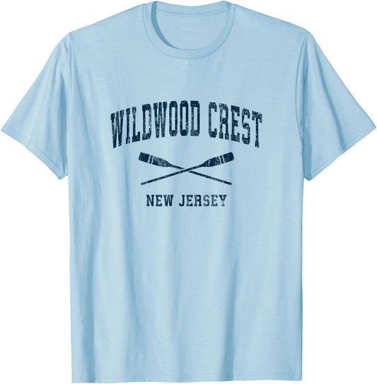 Wildwood Crest New Jersey Vintage Nautical Paddles Sports Oa T-Shirt - T-Shirt | Light Blue