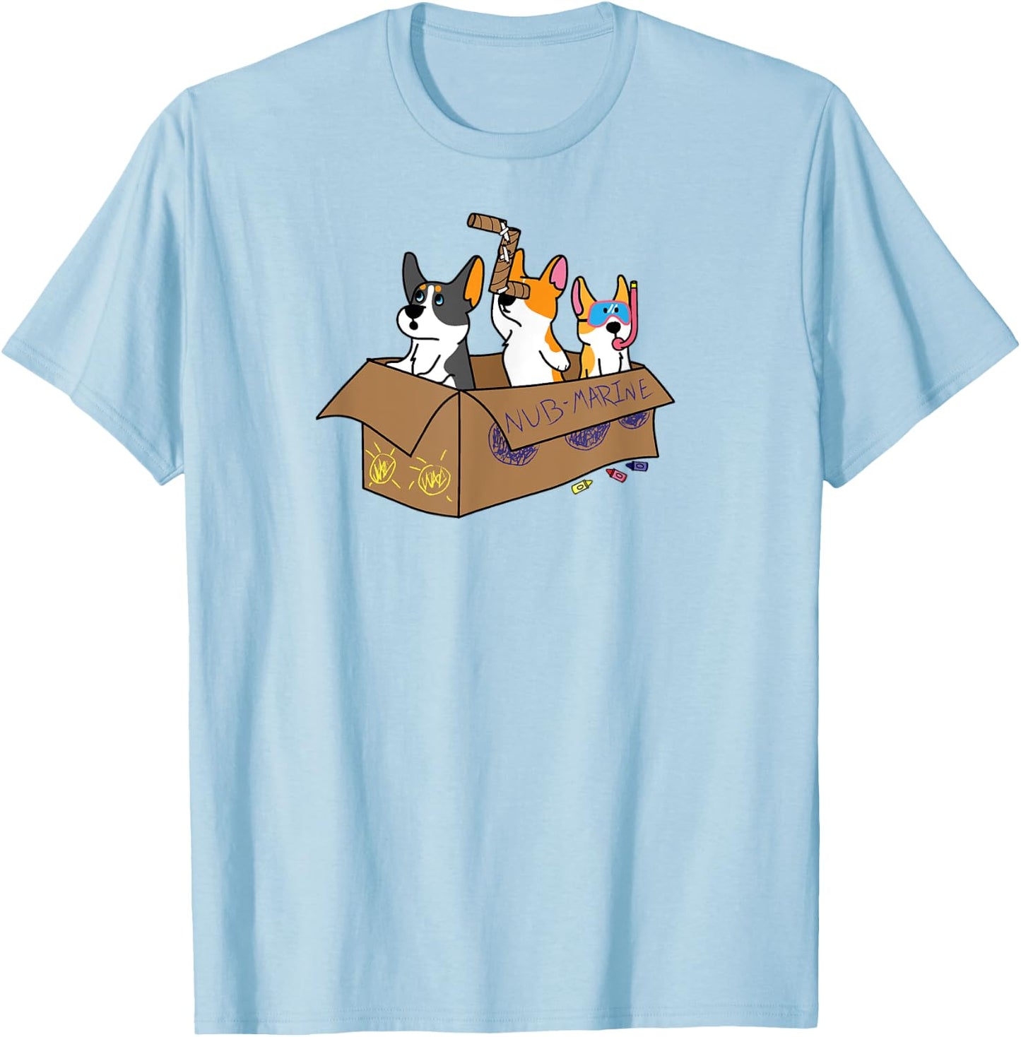 Submarine Corgi T-Shirt - T-Shirt | Light Blue