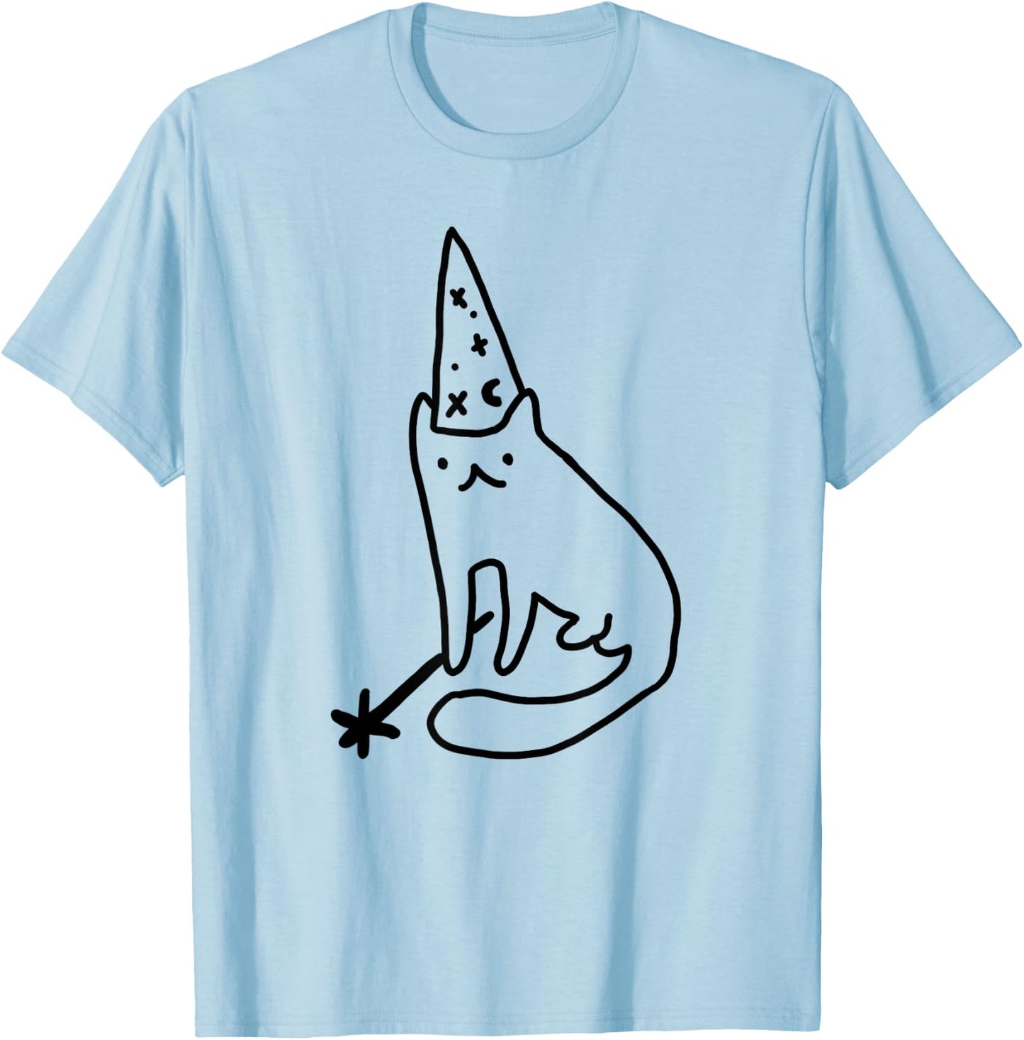 Wizard Cat Funny Meme Drawing T-Shirt - T-Shirt | Light Blue