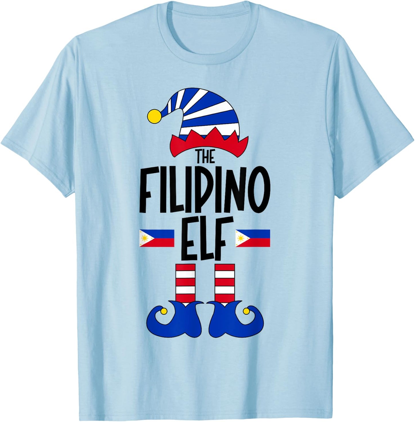 Filipino Elf Philippines Funny Group Matching Christmas Elf T-Shirt - T-Shirt | Light Blue
