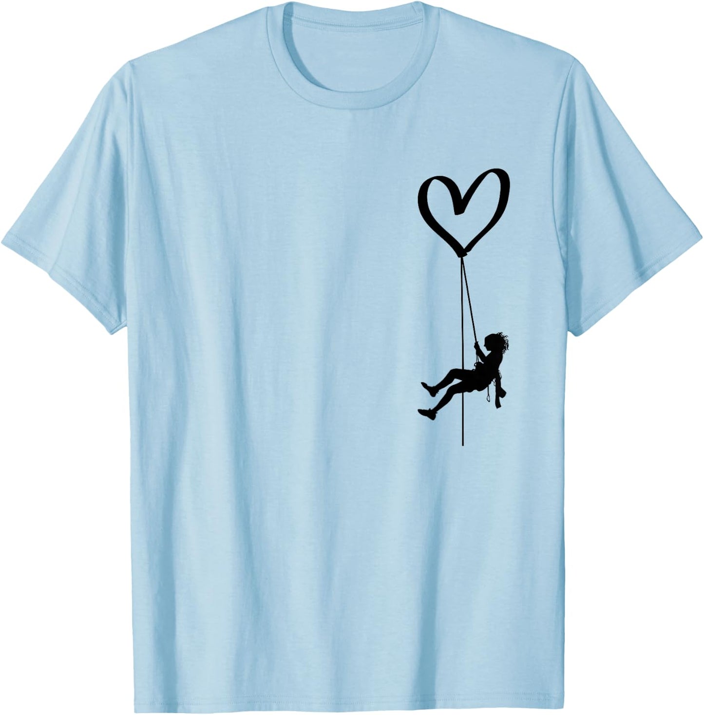Climbing Heart Mountaineering Chest Pocket Rock Climbing , White T-Shirt - T-Shirt | Light Blue