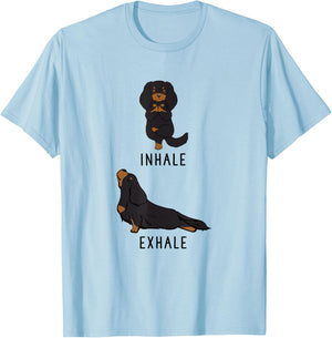 Inhale Exhale Cavalier King Charles Spaniel Funny Dog Yoga Women Girls Kids T-Shirt - T-Shirt | Light Blue