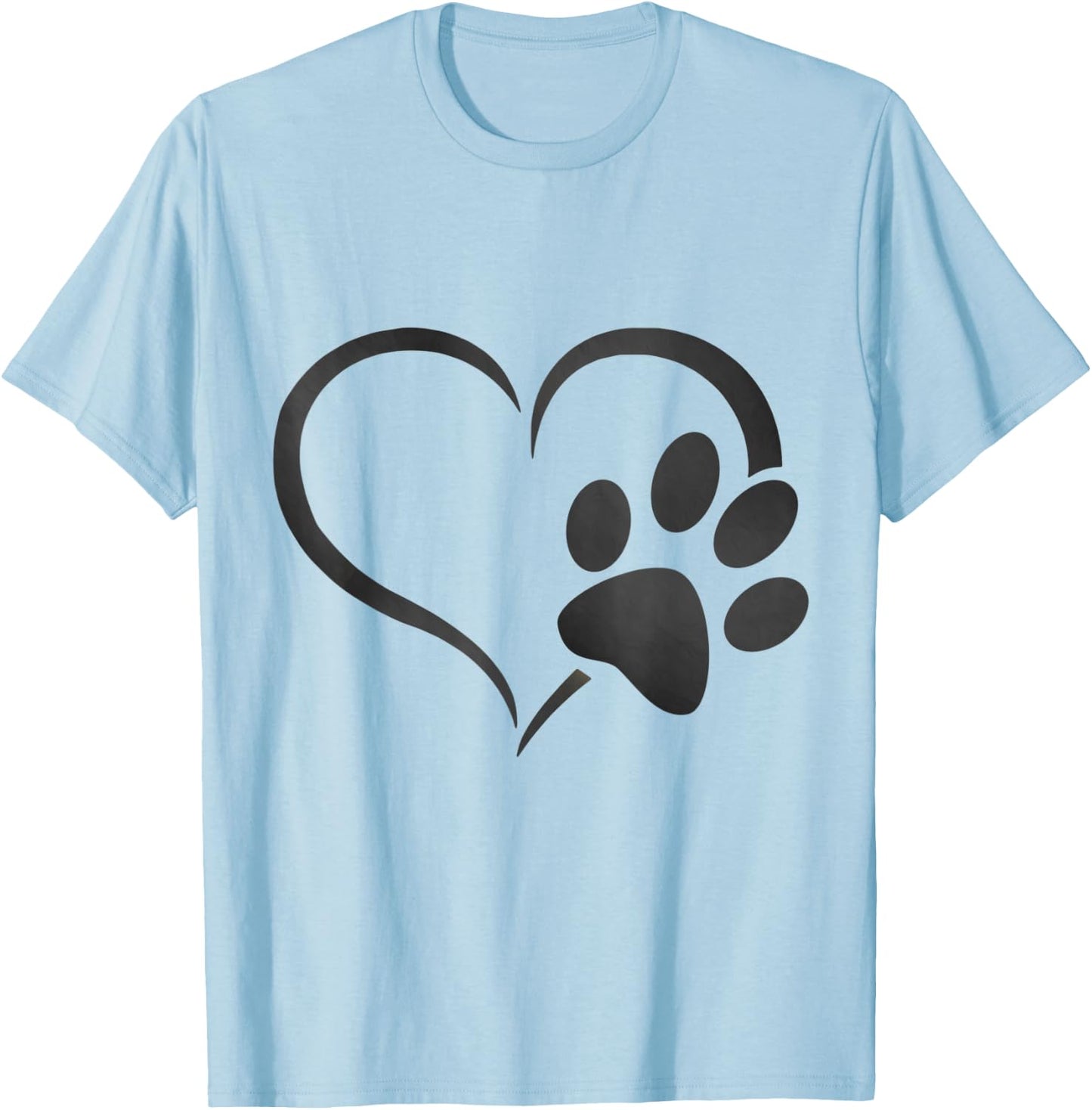 light grey black Dog Paw Print heart For Dogs Lover Women Kids T-Shirt - T-Shirt | Light Blue
