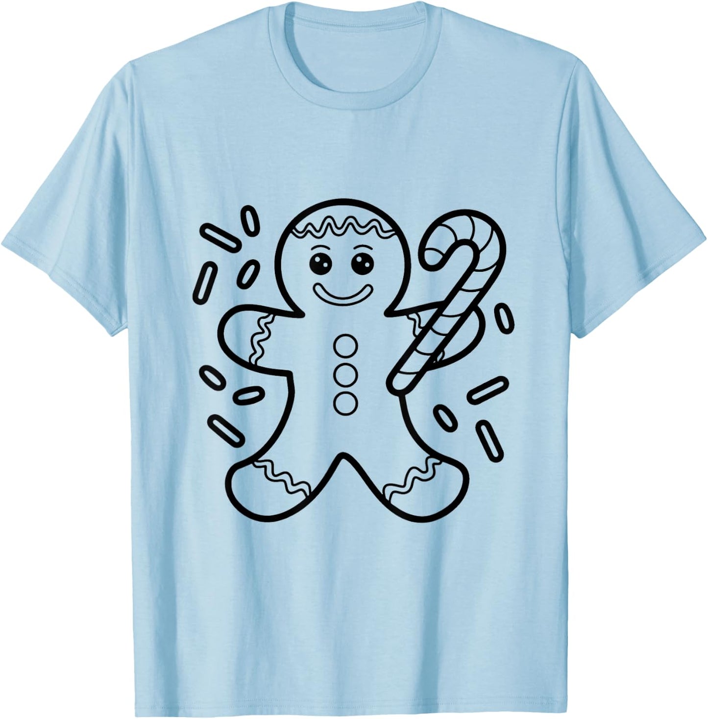 Christmas Gingerbread Man Color Your Own Craft for Kids T-Shirt - T-Shirt | Light Blue