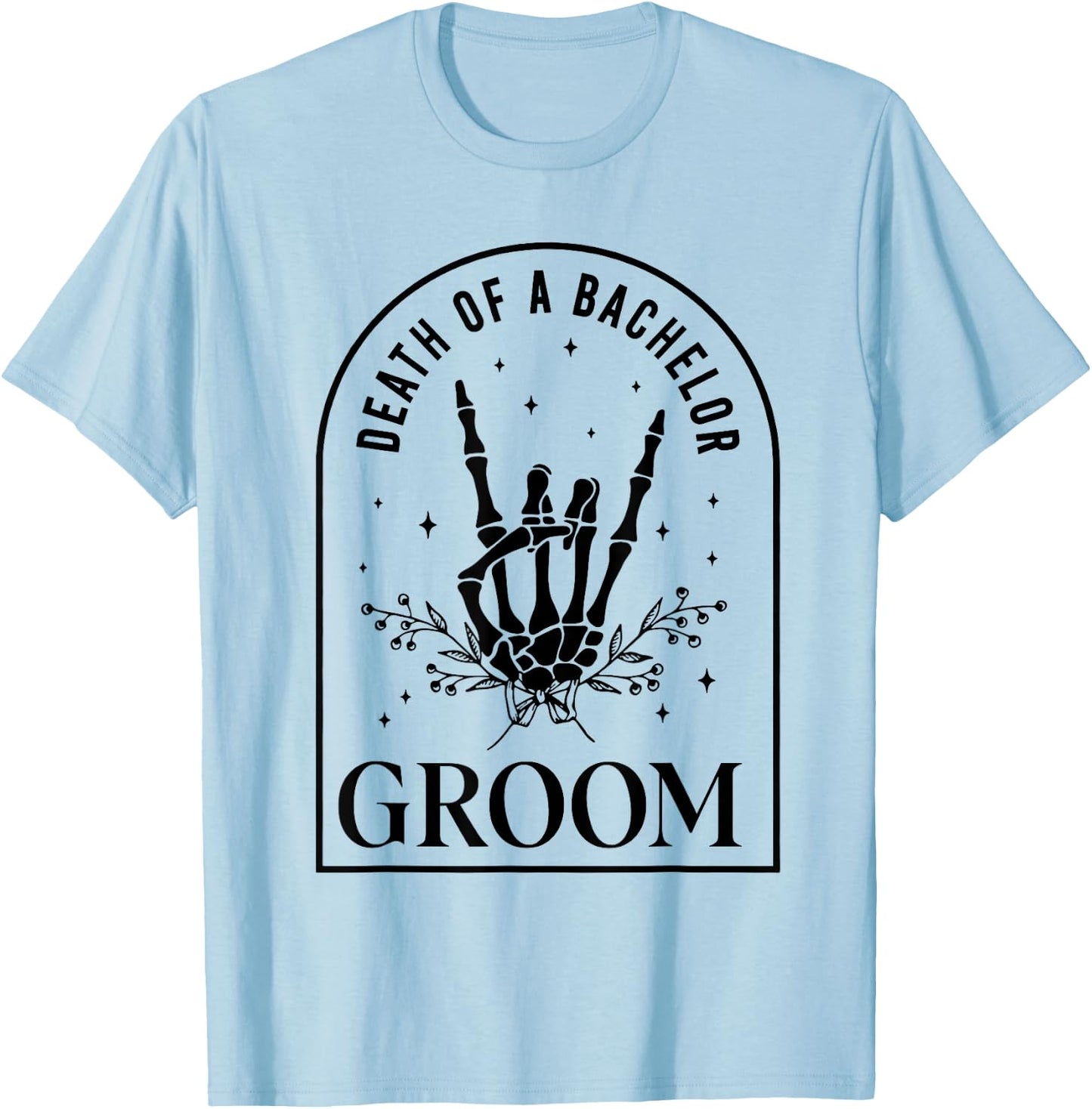 Groom Death of a Bachelor Skeleton Gothic Halloween Party T-Shirt - T-Shirt | Light Blue