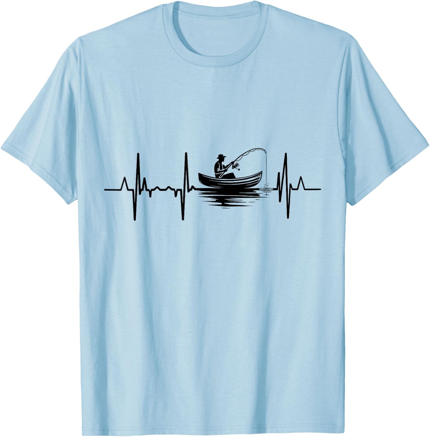 Fishing Pulse Line Angler Heartbeat T-Shirt - T-Shirt | Light Blue