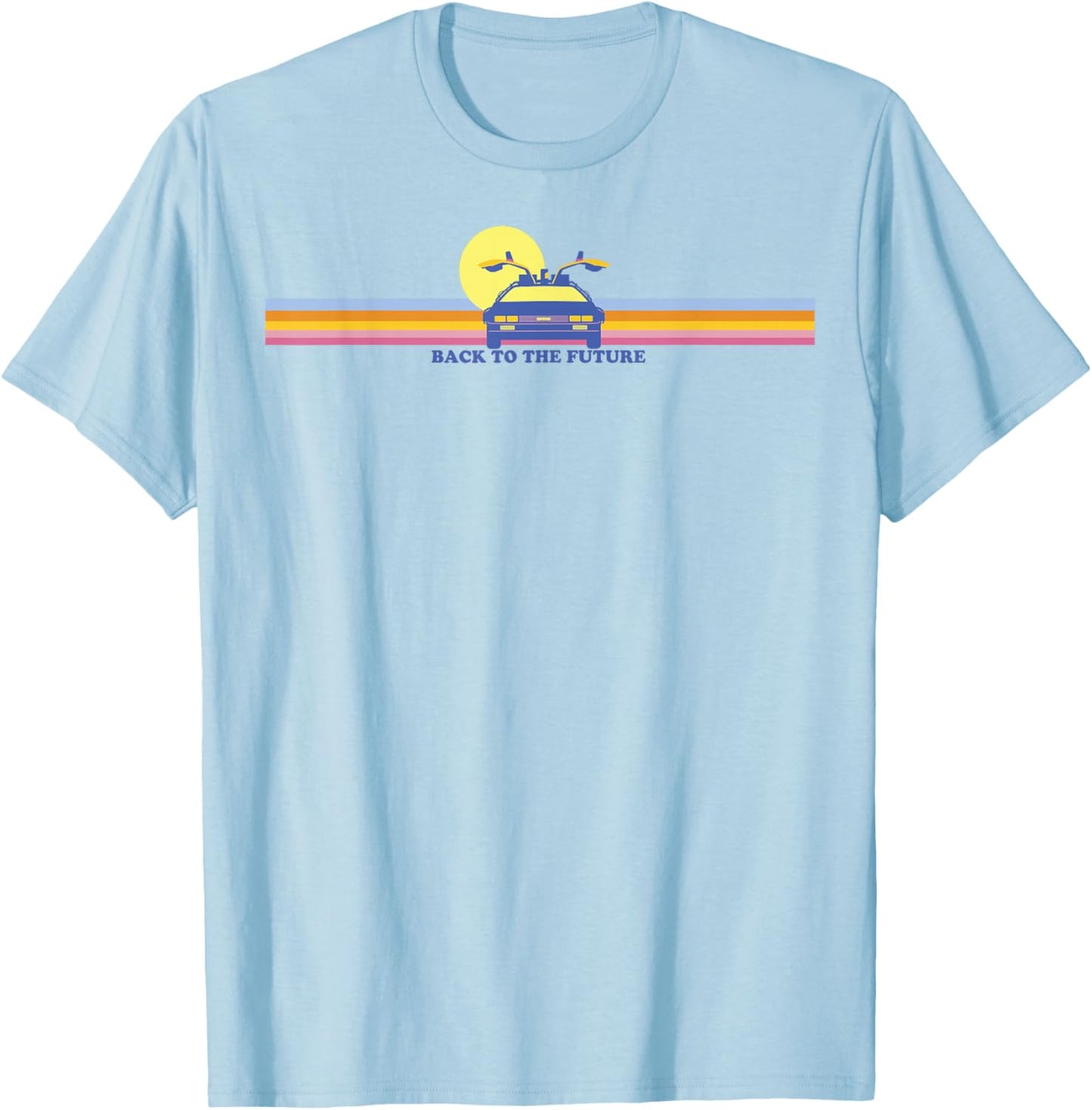 Zurück in die Zukunft, Delorean, Retro-Bruststreifen T-Shirt - T-Shirt | Light Blue