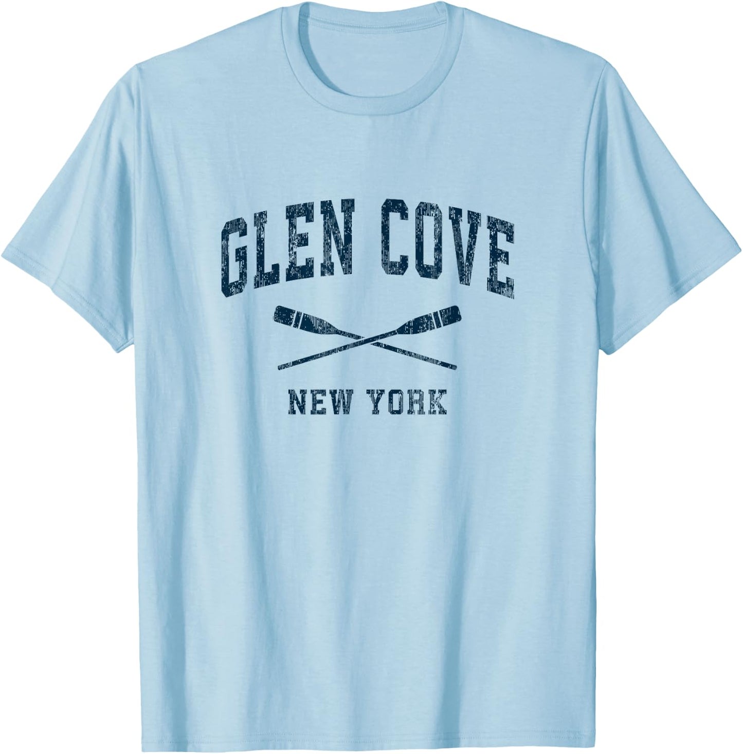 Glen Cove New York Vintage Nautical Paddles Sports Oars T-Shirt - T-Shirt | Light Blue