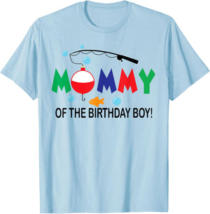 Mommy of The Birthday Boy 1st Birthday Fishing Theme Boy T-Shirt - T-Shirt | Light Blue