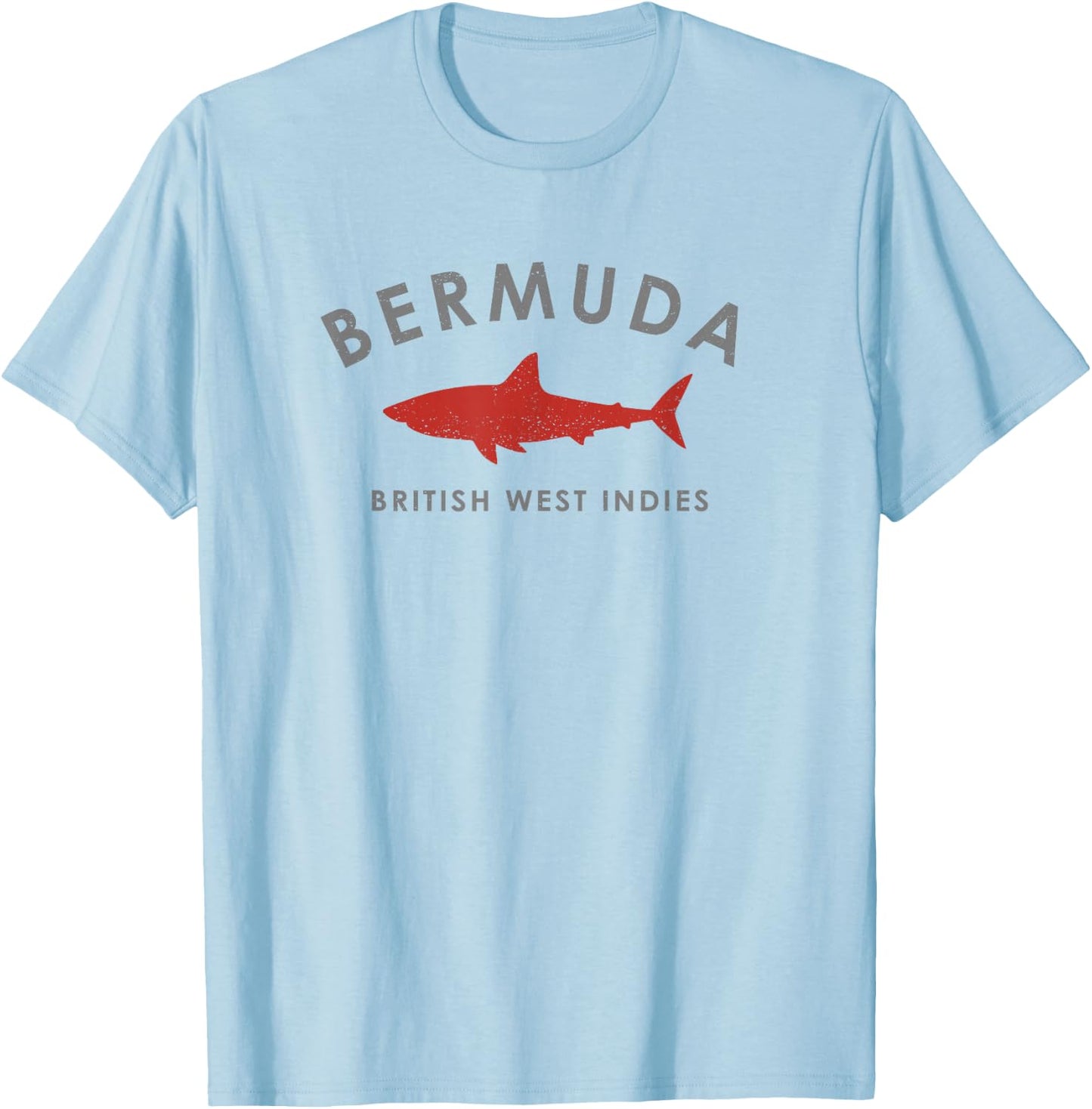 Vintage Bermuda Retro Shark Graphic Souvenir T-Shirt - T-Shirt | Light Blue