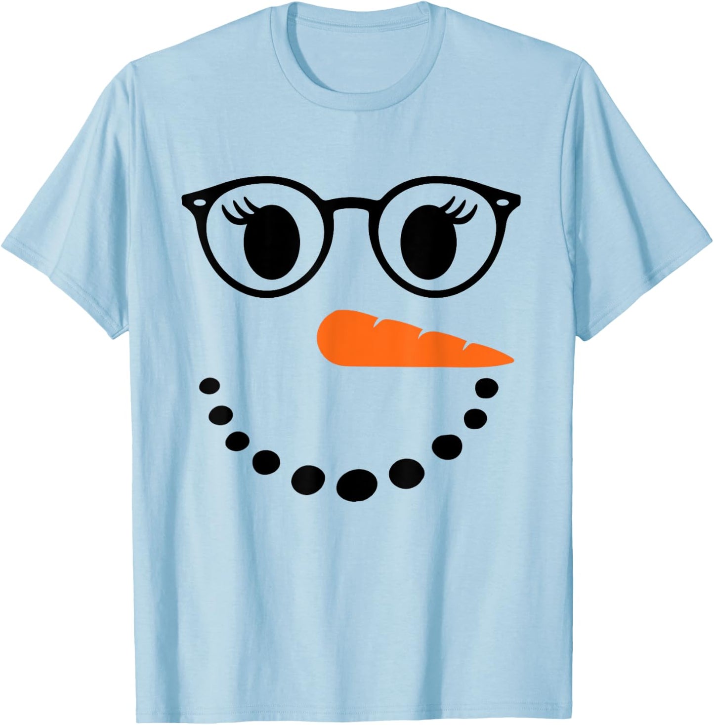 Eyelashes Girls Snowman Face Costume Girls Women Glasses T-Shirt - T-Shirt | Light Blue
