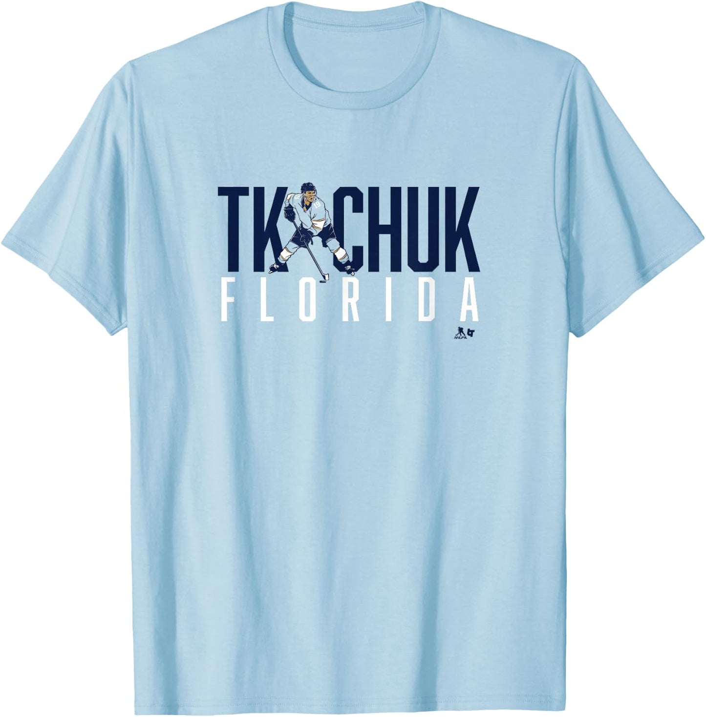 Matthew Tkachuk: Letter Star - Florida Hockey T-Shirt - T-Shirt | Light Blue