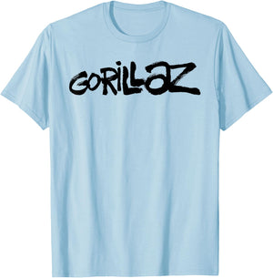 Gorillaz Black Paint Brush Logo T-Shirt - T-Shirt | Light Blue