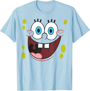 Spongebob Schwammkopf mit leuchtenden Augen und lächelndem Gesicht T-Shirt - T-Shirt | Light Blue