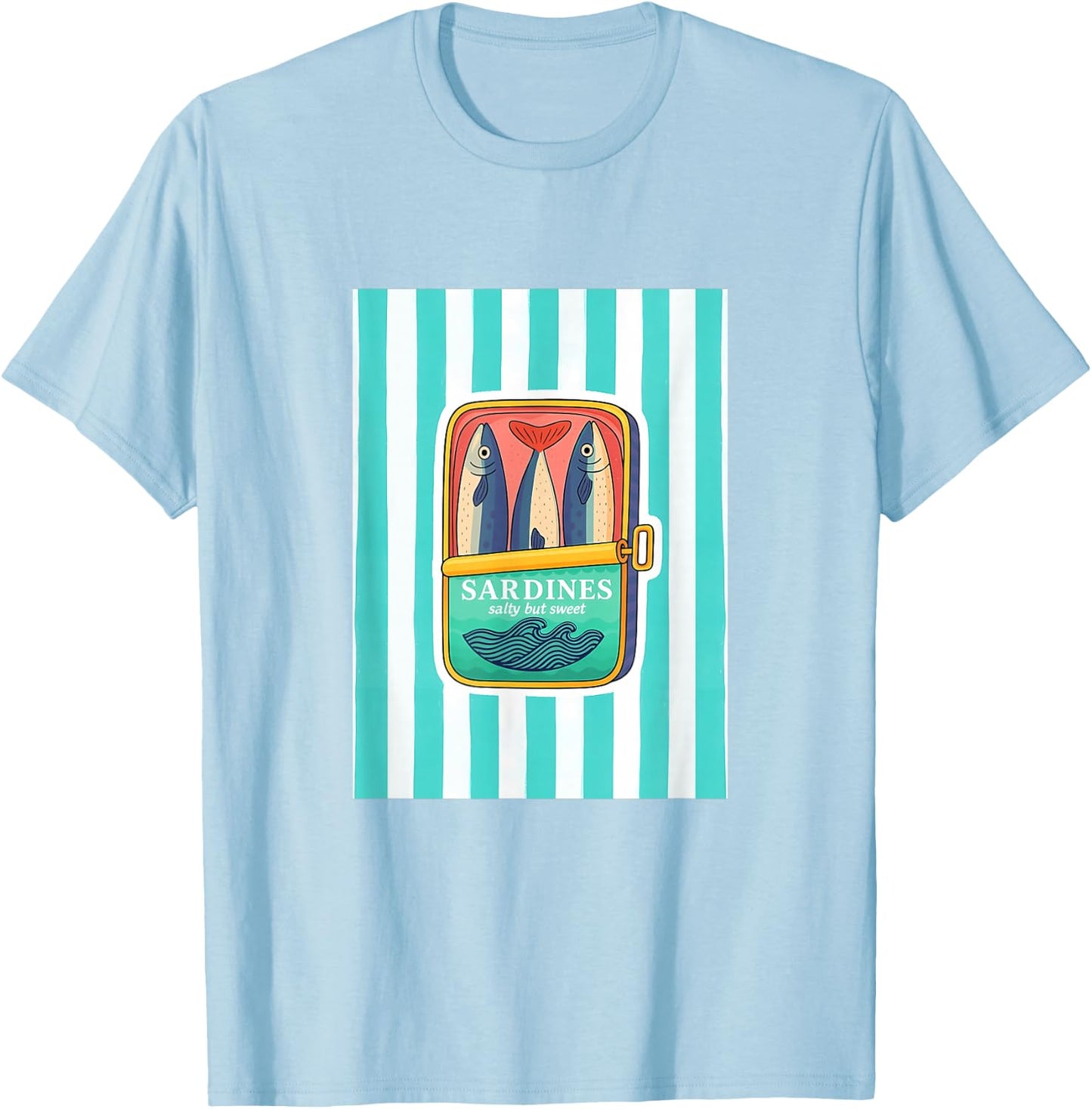 Sardines Tinned Fish Retro Graphic Summer Women T-Shirt - T-Shirt | Light Blue