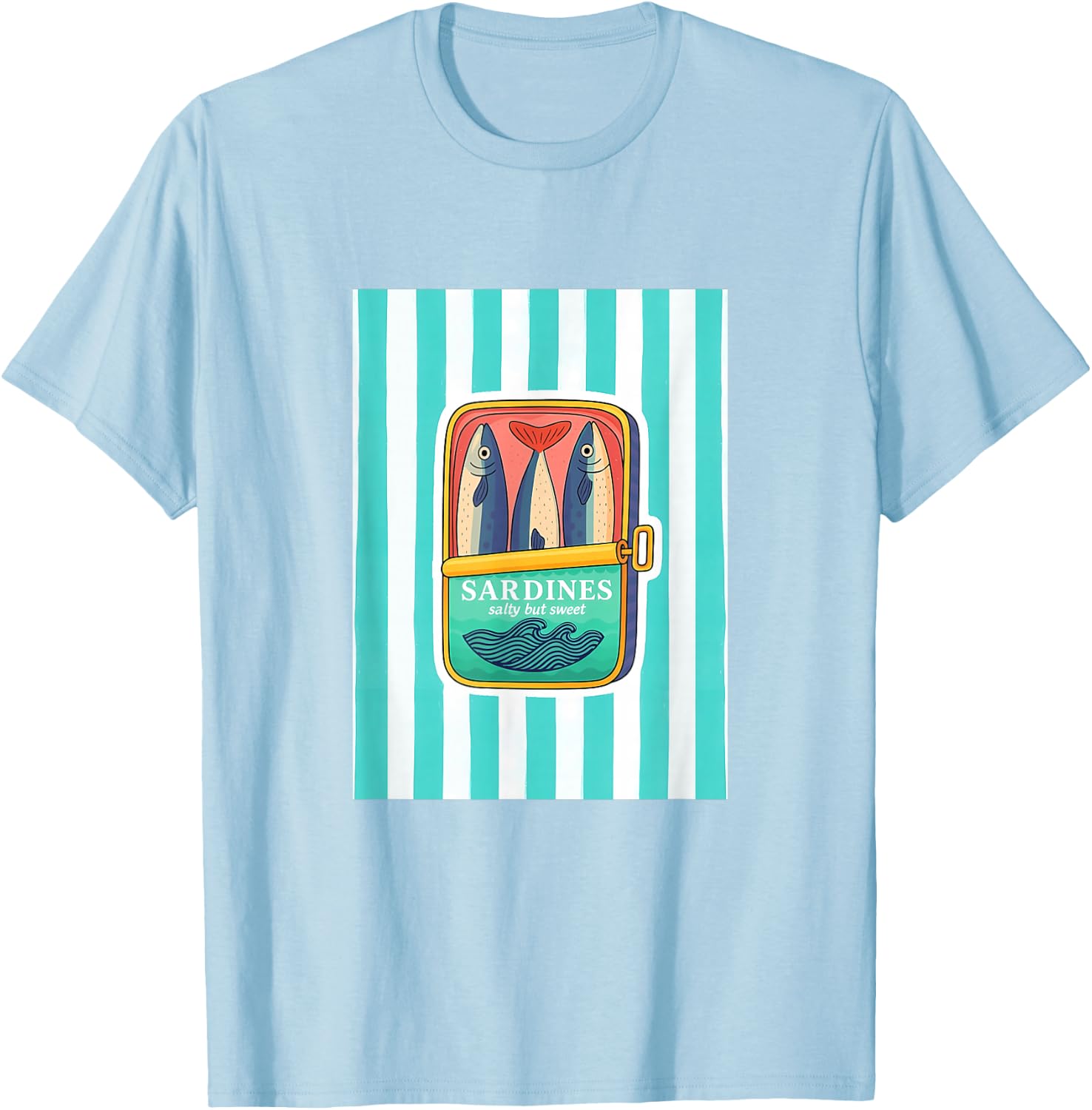 Sardines Tinned Fish Retro Graphic Summer Women T-Shirt - T-Shirt | Light Blue