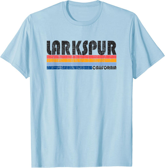 Vintage 70s 80s Style Larkspur, CA T-Shirt - T-Shirt | Light Blue